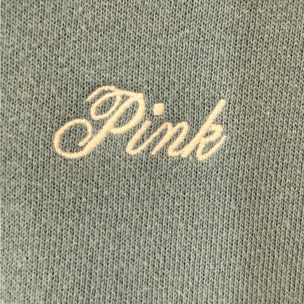 PINK Victoria’s Secret Oversize Crewneck Sweatshirt Blue Teal XL Fleece Pullover - Picture 6 of 8